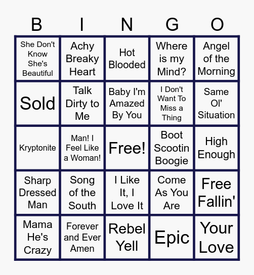 MUSIC BINGO at the Ann Arbor Eagles! Bingo Card