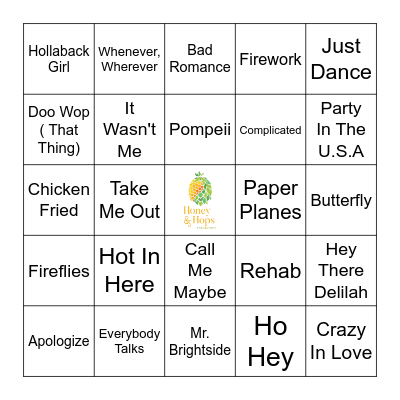 2000's Pop Bingo Card