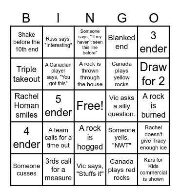 World Women's Curling Bingo Card