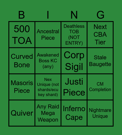 40 Points! Bingo Card