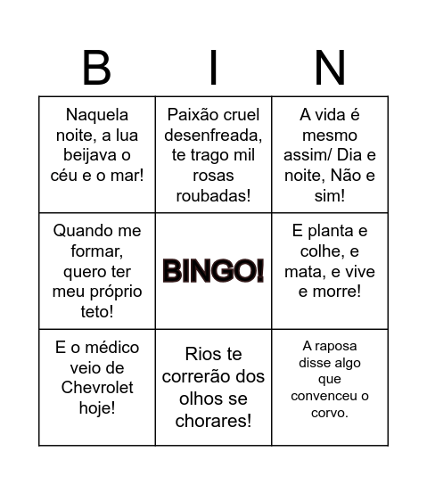 BINGO DE FIGURAS DE LINGUAGEM Bingo Card