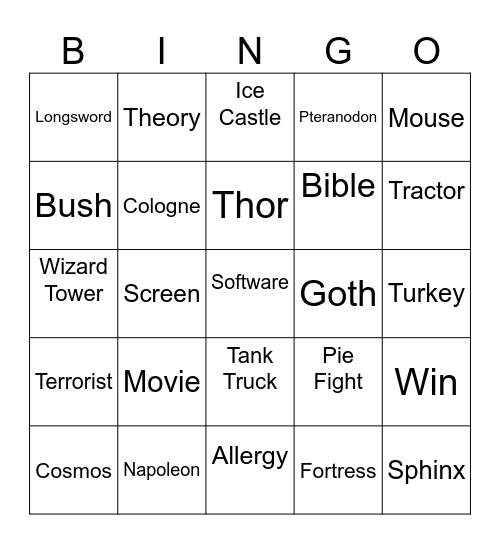 INFINITE CRAF Bingo Card