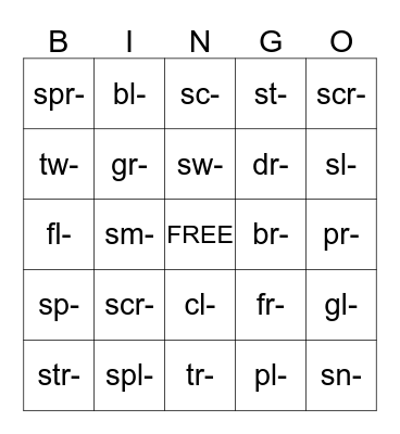 Blends Bingo Card