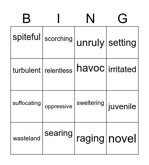 Vocab List 1 Bingo Card