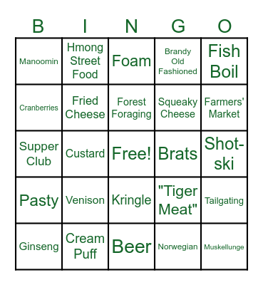 TOP CHEF WISCONSIN Bingo Card