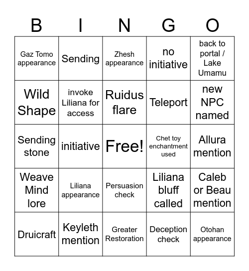 RÉSO, Ruidus [Critical Role 3.89] Bingo Card