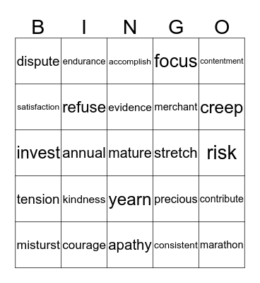 VINGO Bingo Card