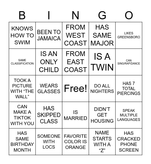 FIND SOMEONE WHO… Bingo Card