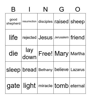 I AM... Bingo Card