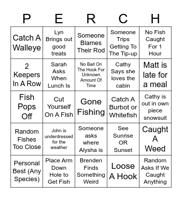 Freezing Fishing Frenzy 2024 Bingo Card