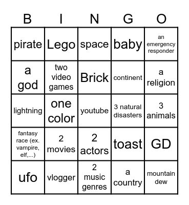 Infinite Craft Bingo Card