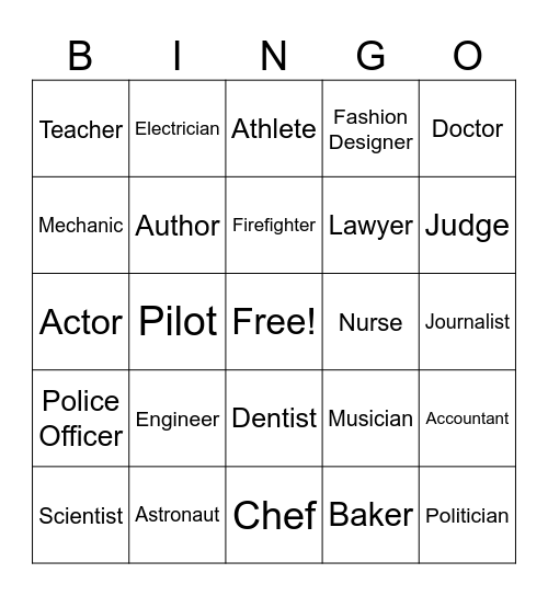 Career Bingo Card