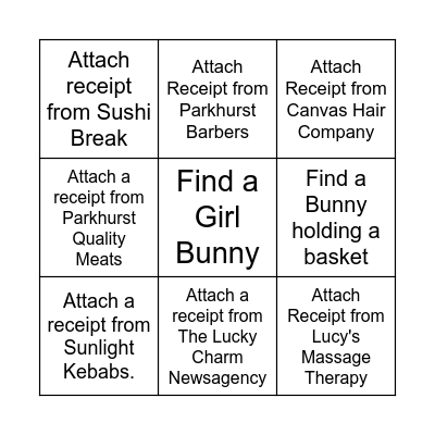 Bingo Bunny Bonanza Bingo Card