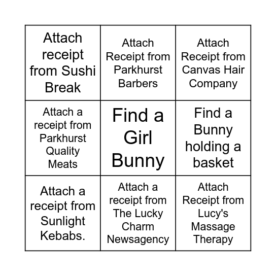 Bingo Bunny Bonanza Bingo Card