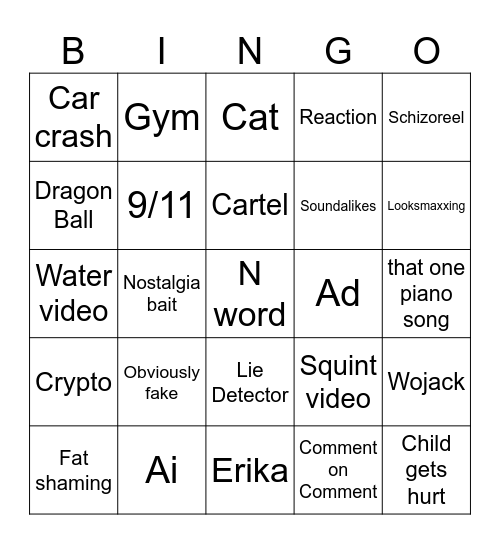 Instagram bingo Card