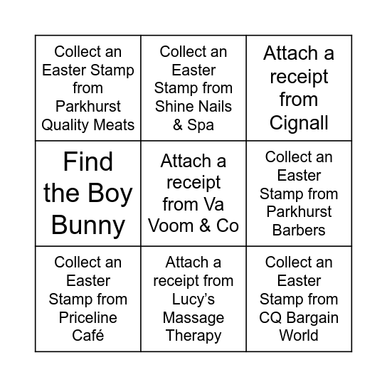 Bunny Bingo Card Bunny Bingo Card
