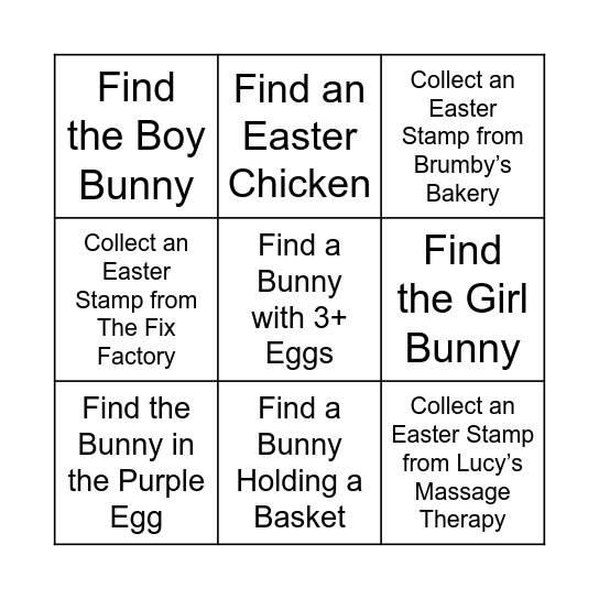 Bunny Bingo Card Bunny Bingo Card