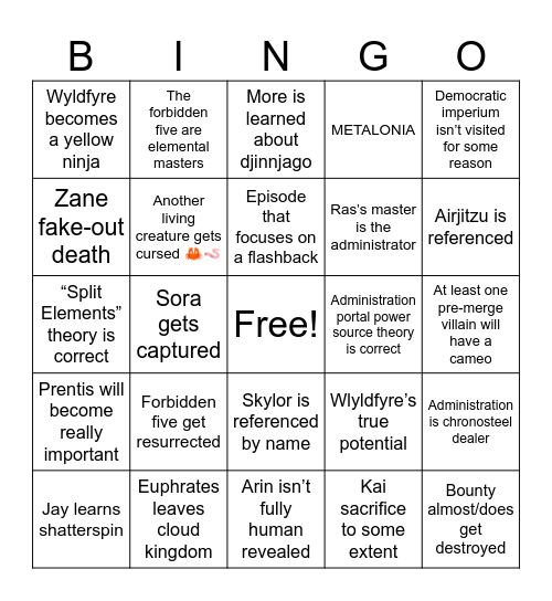 Dragons rising season 2 full bingo Card