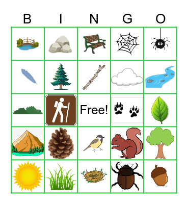 Nature Hike Bingo Card