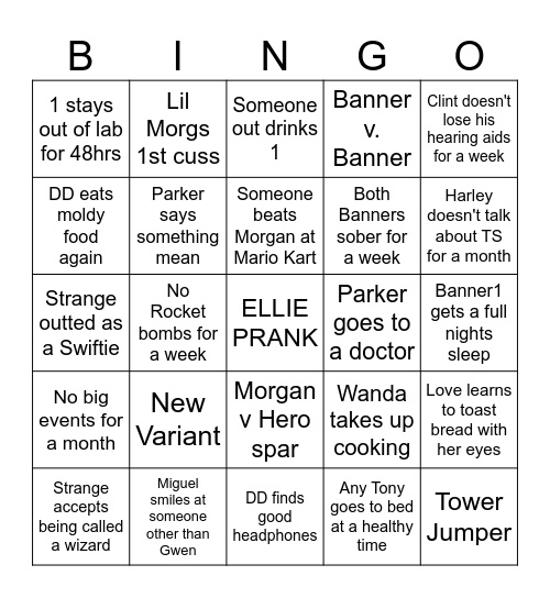 Tower Bingo Card
