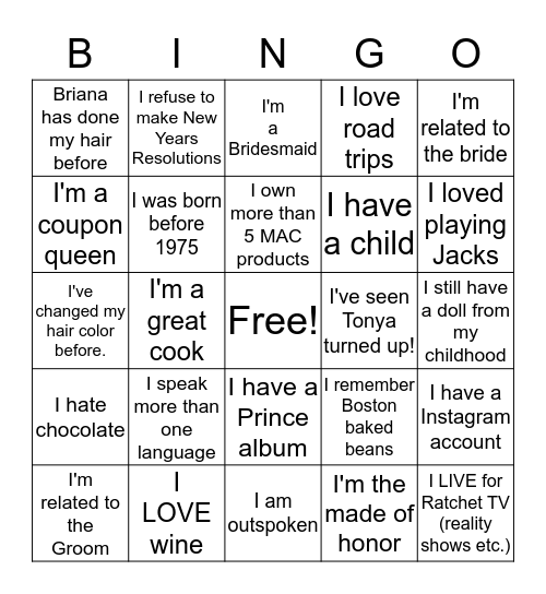 People Bingo Card