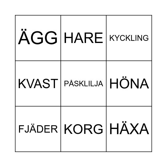 PÅSK BINGO Card