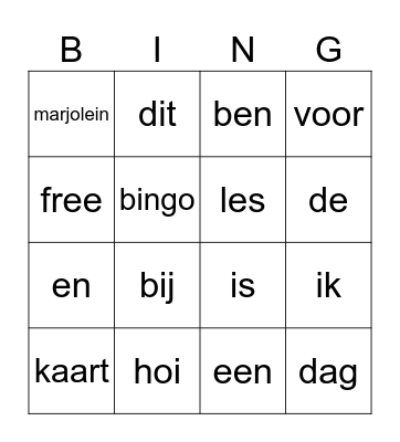 Les dag 3 Bingo Card
