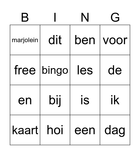 Les dag 3 Bingo Card