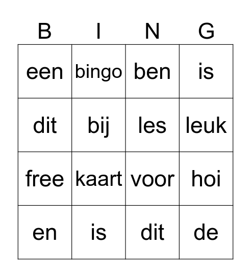 Les dag 3 Bingo Card