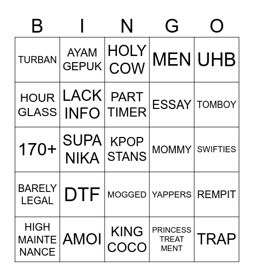 BUMBLEGO Bingo Card