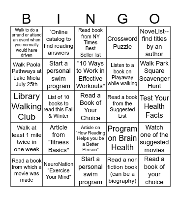Exercise Your Mind--Read! Bingo Card