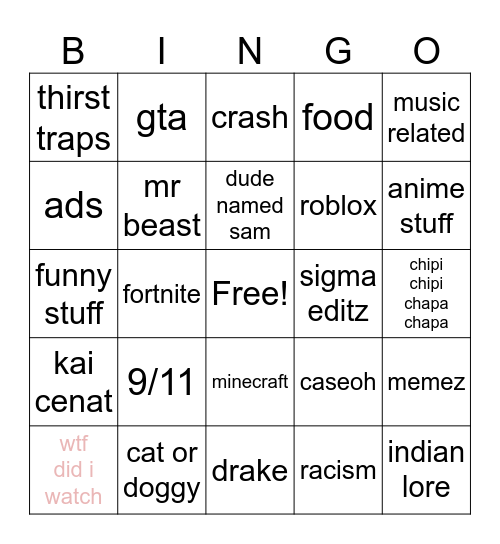 Untitled Bingo Card