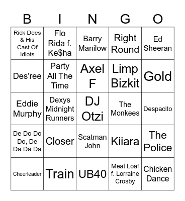 Most Annoying Songs Ever (Part 2) Bingo Card