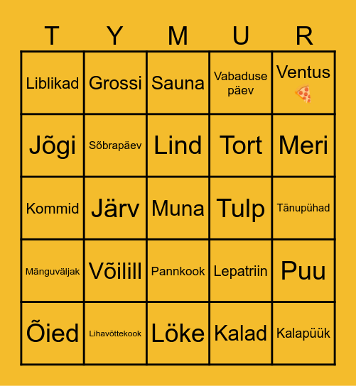 Tymur's bingo Card