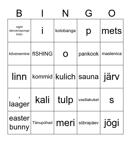 dmitri bingo Card