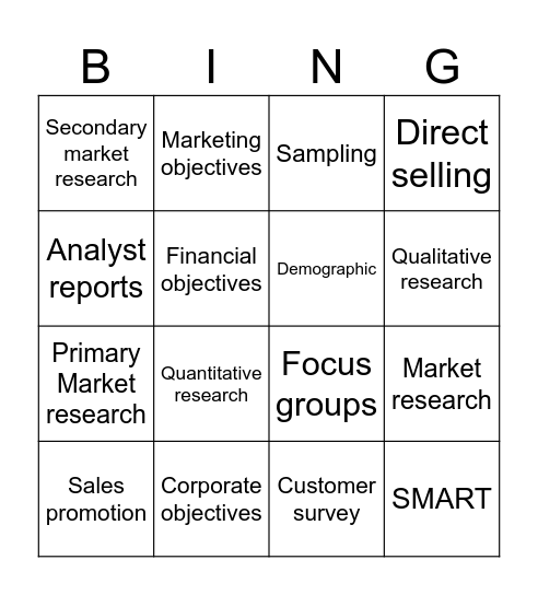 Business Bingo Card