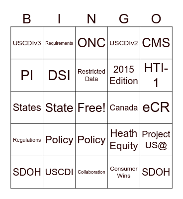Regulatory Enrichment Forum Bingo Card