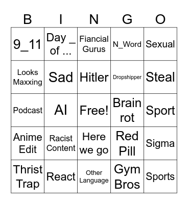 Instagram Bingo Card