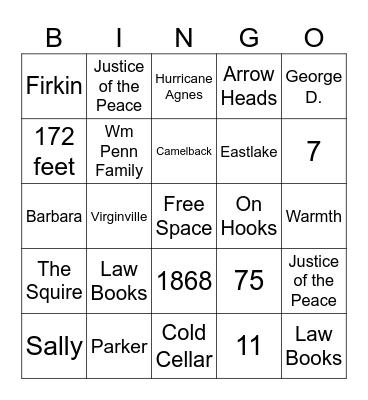 Dreibelbis Bingo Card