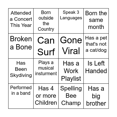 AGENCY SERVICES GET TO KNOW YOU Bingo Card
