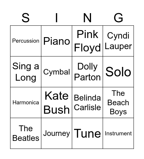 MUSIC MUSIC MUSIC Bingo Card