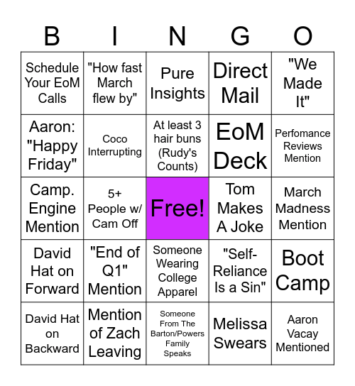 3/22 Bingo Card