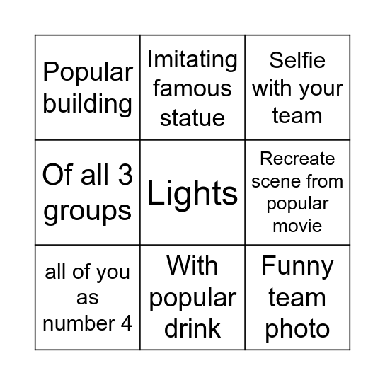 Photo hunt Bingo Card