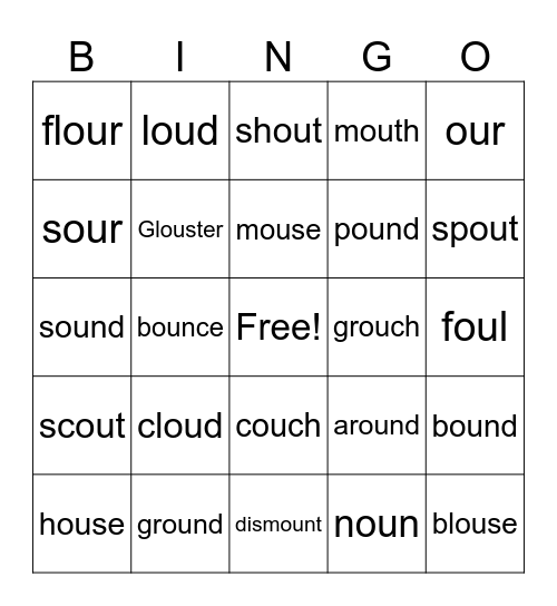 /ou/ word Bingo Card