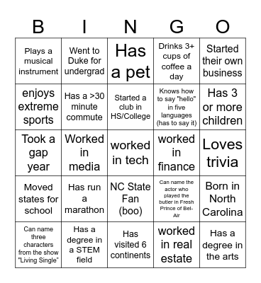 BBSA THRIVE CONFERENCE Bingo Card