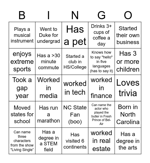 BBSA THRIVE CONFERENCE Bingo Card