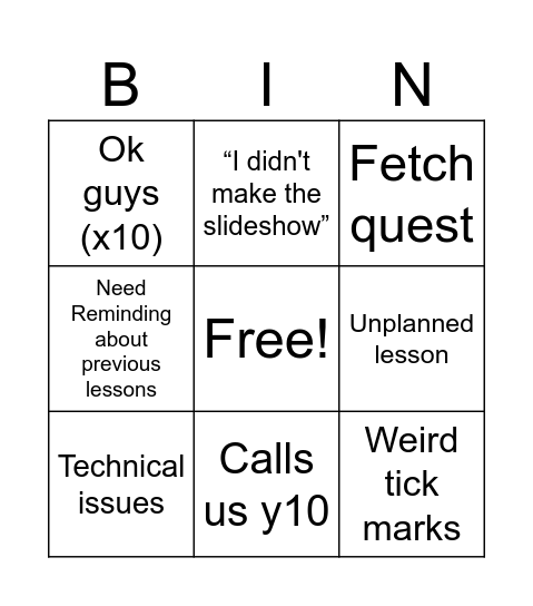 Dingo Bingo Card