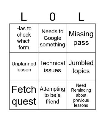 Science Bingo Card