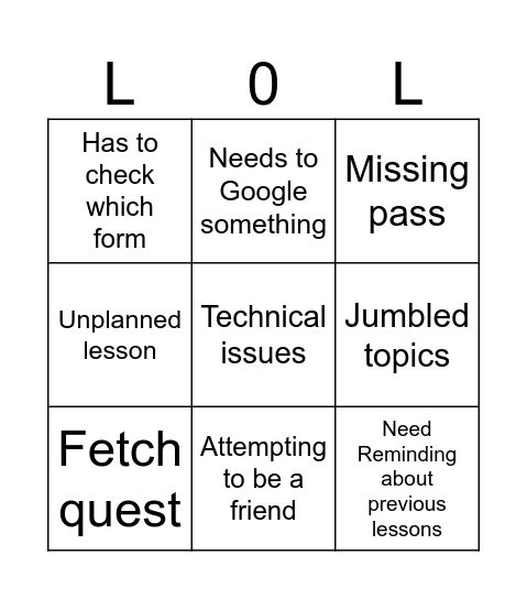 Science Bingo Card