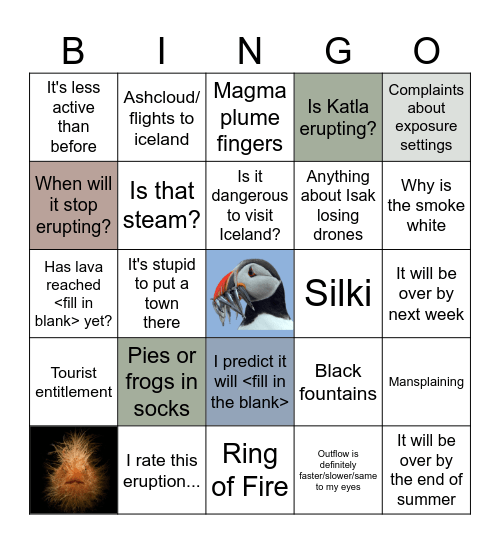 Erupting Volcano Bingo Card